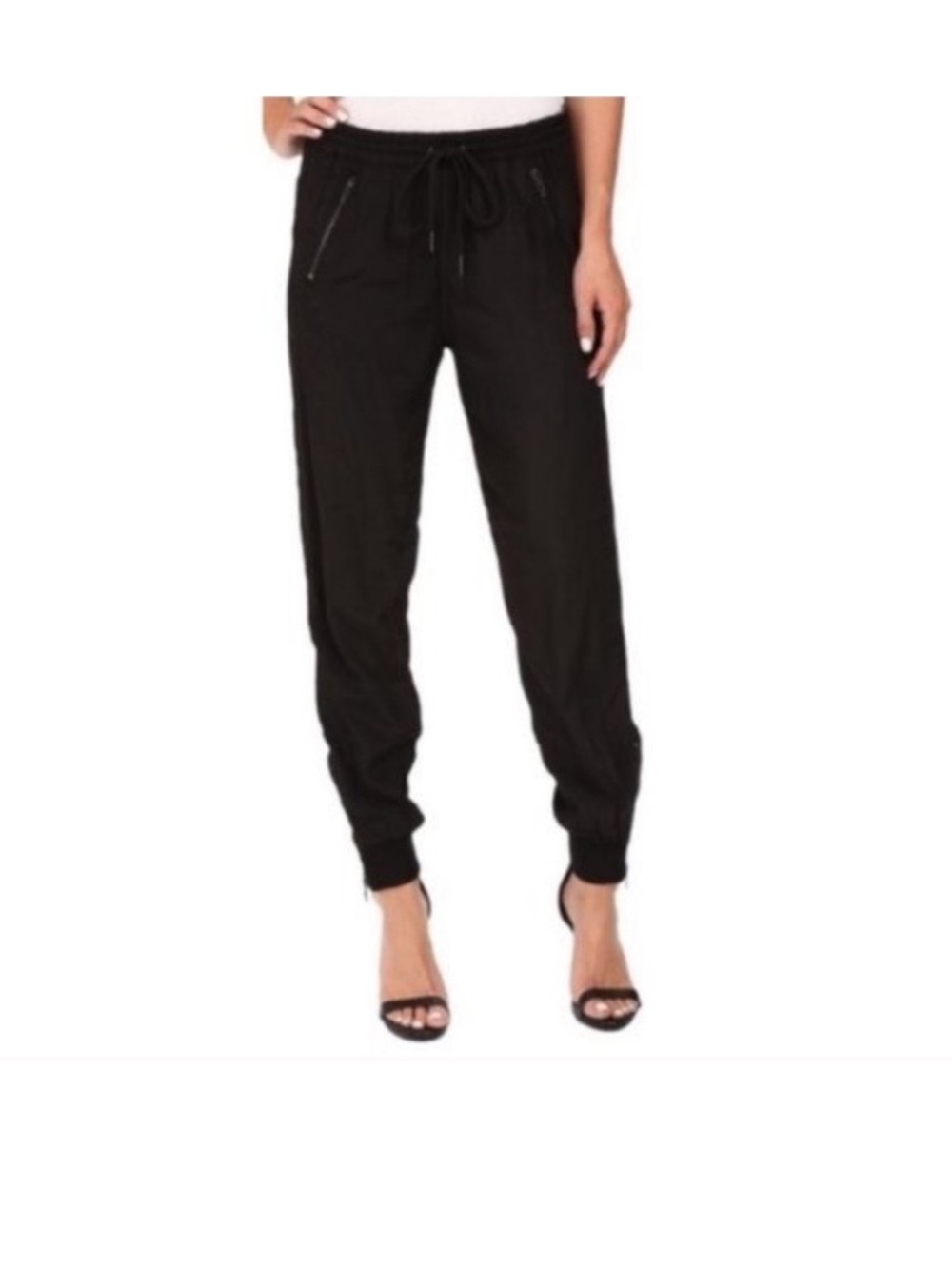 [BLANK NYC Black Cotton Zipper Pocket Joggers Women’s Size S